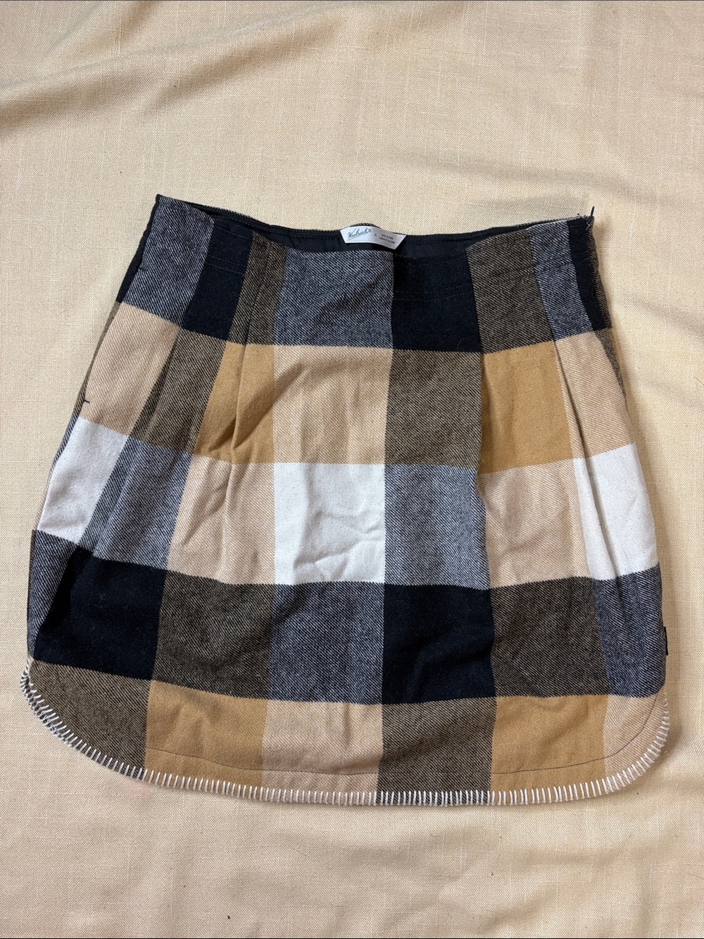 Woolrich Plaid Mini Skirt in Black, Camel, Cream & Gray